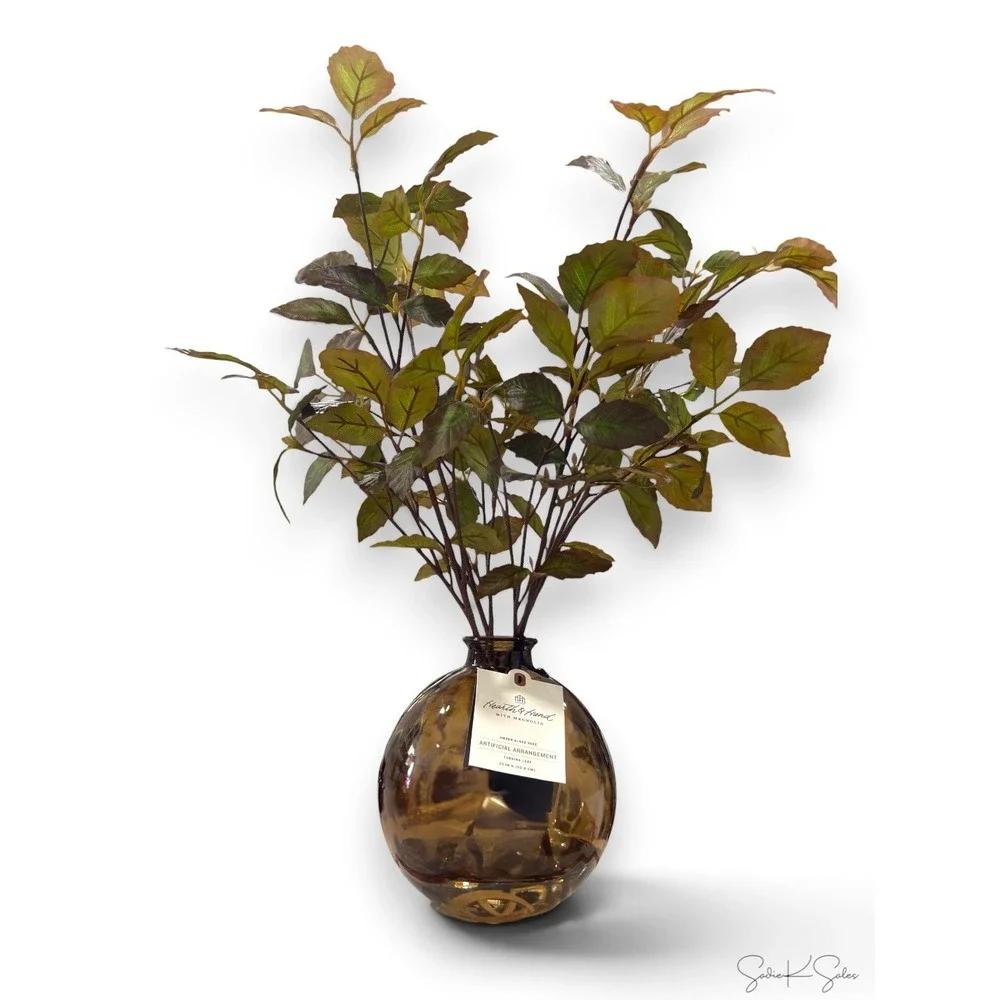 XL Turning Leaf in Amber Glass Arrangement - Hearth & Hand Magnolia, Target Fall
